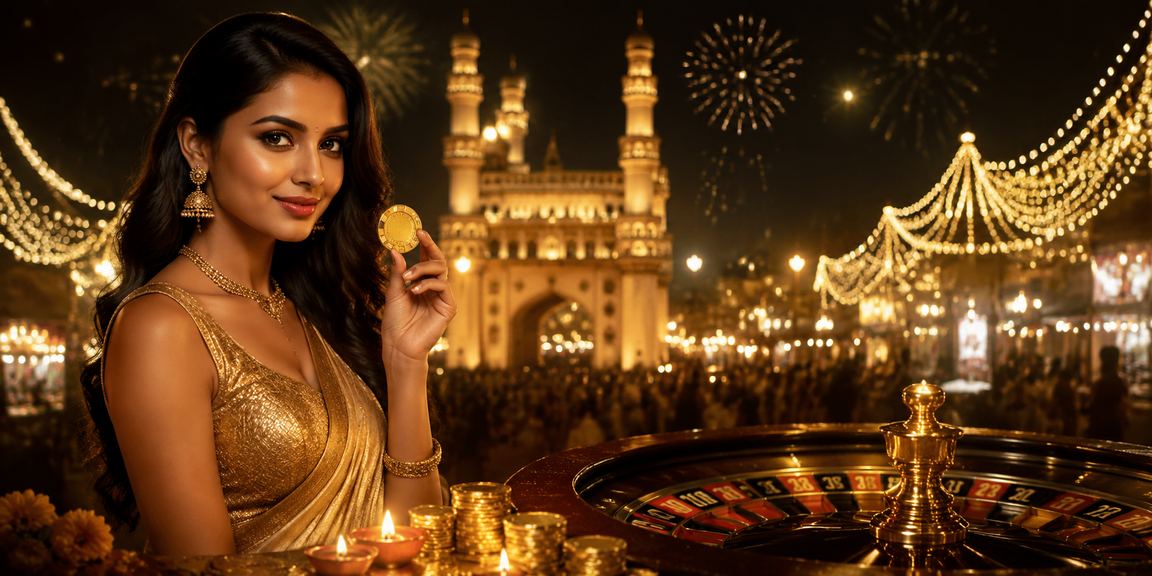 Mobile payment and betting experience during Diwali festival in Hyderabad near Charminar