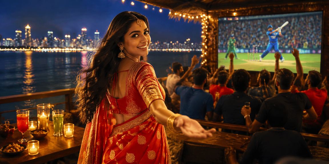 Cricket fan placing payment transactions on mobile device in India