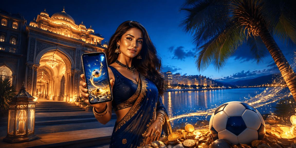 Blue and gold theme sportsbook betting on mobile device in India